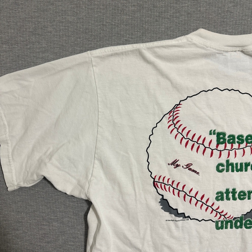 Vintage‎ Late 90s Baseball Is Like Church Leo Durocher Quote Tee Shirt Mens XL - Picture 10 of 12